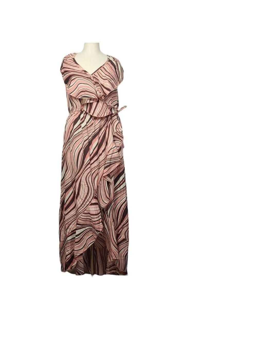 Indulge In Style Striped Ruffle Sleeveless Maxi Dress 3X
